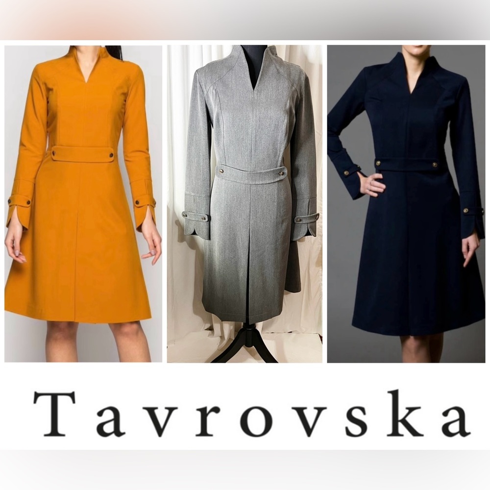 TAVROVSKA Black high neck dress with long sleeves, Cocktail dresses